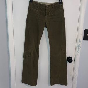Athleta Flare Cargo Cords in Olive Size 2